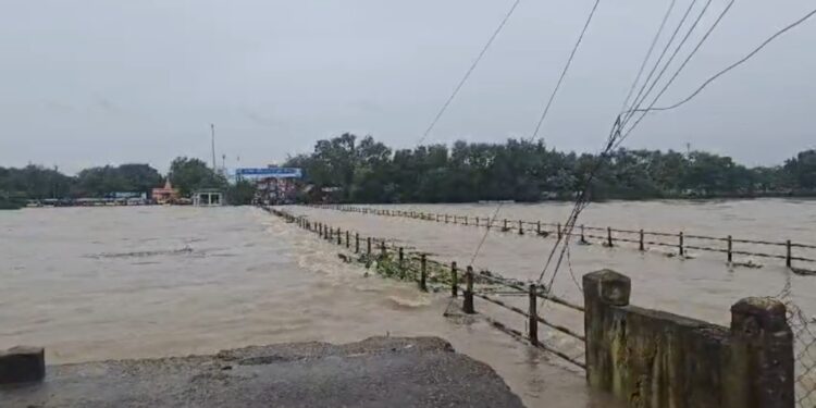 महादेव घाट मार्ग पर बढ़ा जलस्तर, आवागमन बाधित; पुलगांव में शिवनाथ के बढ़े बहाव के चलते गणेश विसर्जन रोका